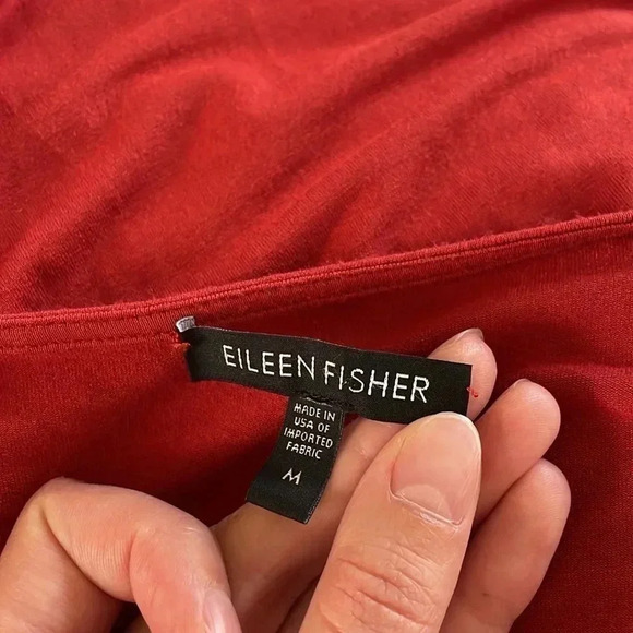 Eileen Fisher Asymmetric Jersey Top Women’s M Burnt Orange Boho Artsy Lagenlook - Picture 14 of 14
